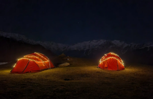 A night shot of camping inside The Great Himalayan National Park
